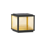 Classic Minimalist Cube Black Post Outdoor Table Lamp Image - 3