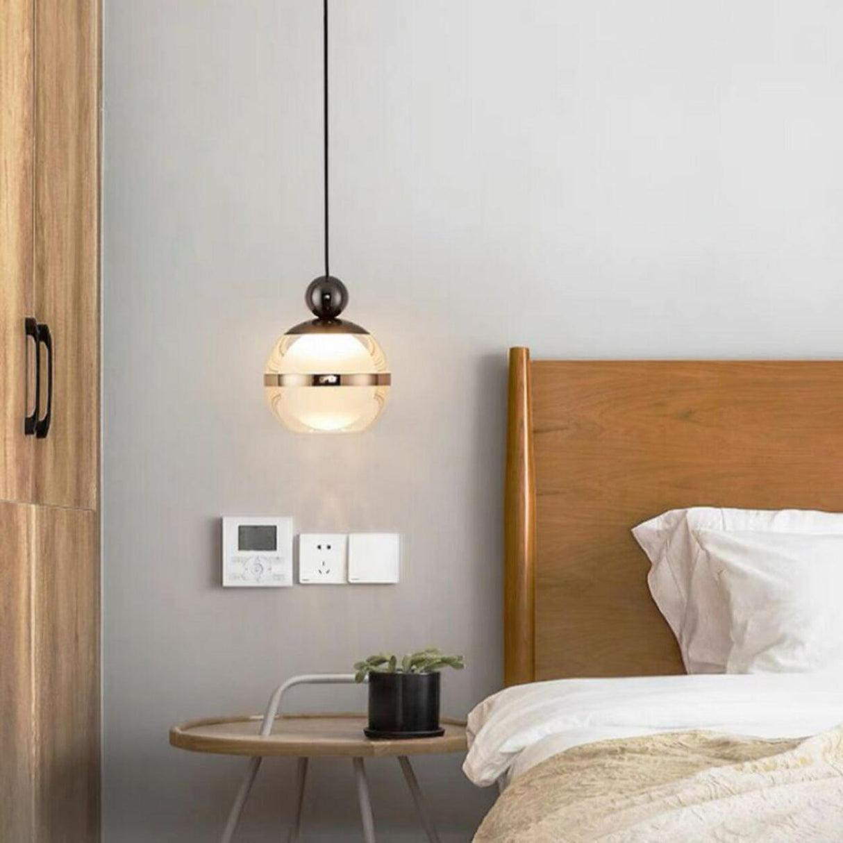 Classic Modern Globe Acrylic Pendant Light Bedroom Image - 6