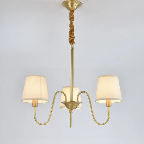 Classic Modern Gold Fabric Round Chandelier Living Room Image - 2