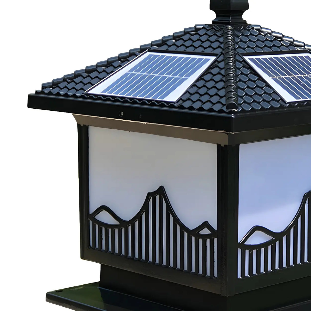 Classic Modern Solar Chinese Outdoor Table Lamp Black Image - 11