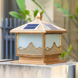 Classic Modern Solar Chinese Outdoor Table Lamp Black Image - 12