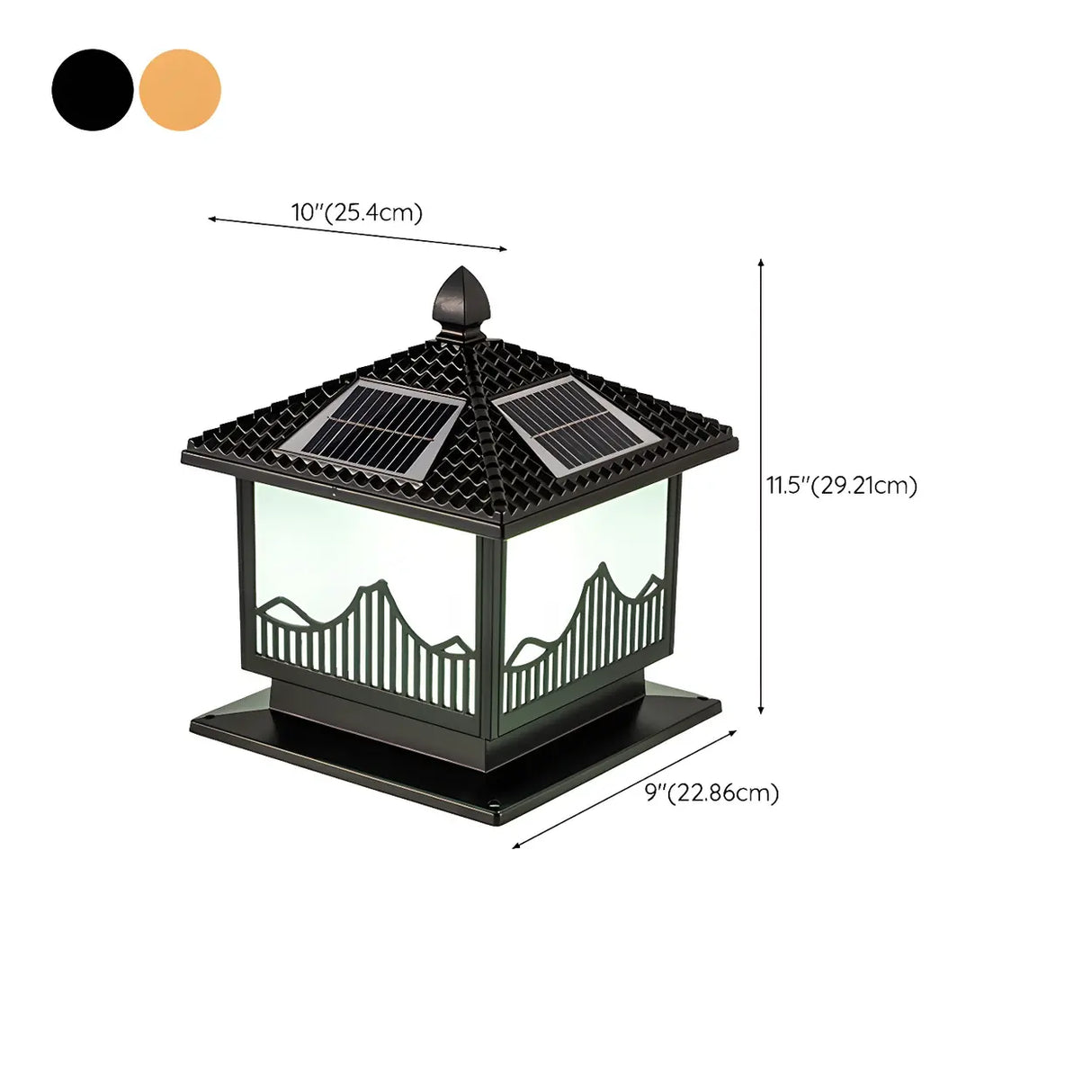 Classic Modern Solar Chinese Outdoor Table Lamp Black 