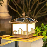 Classic Modern Solar Chinese Outdoor Table Lamp Black Image - 4