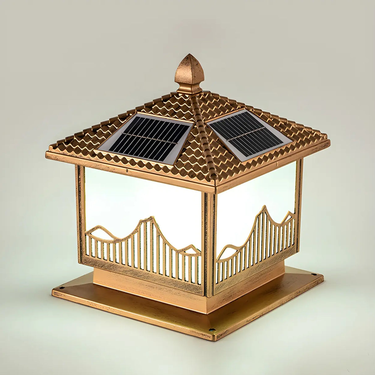 Classic Modern Solar Chinese Outdoor Table Lamp Black Image - 9