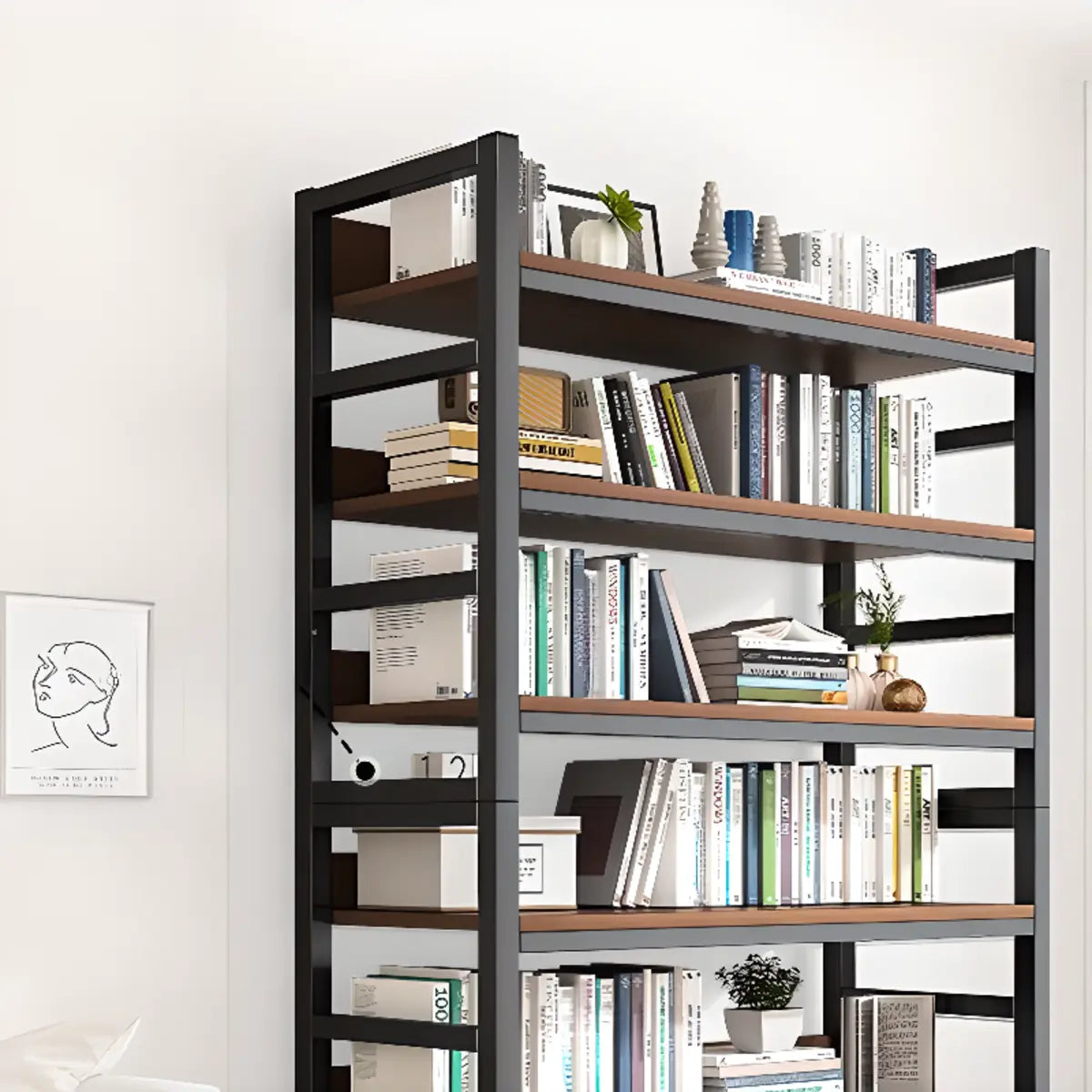 Classic Multi-shelves Vertical Alloy Display Bookcase Image - 11