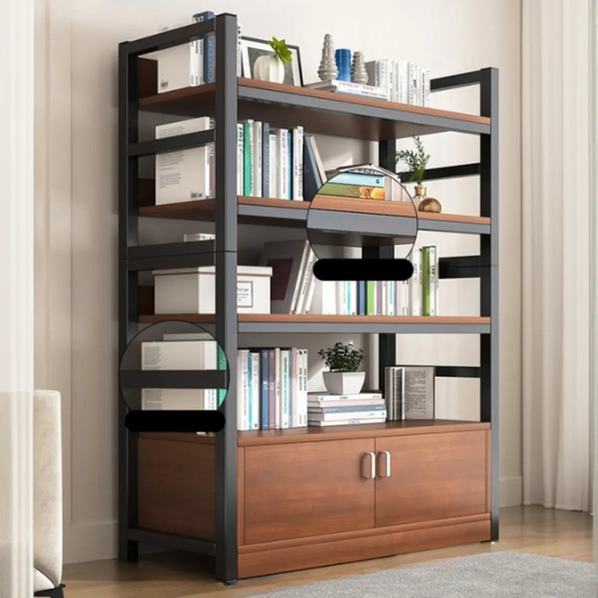 Classic Multi-shelves Vertical Alloy Display Bookcase Image - 12