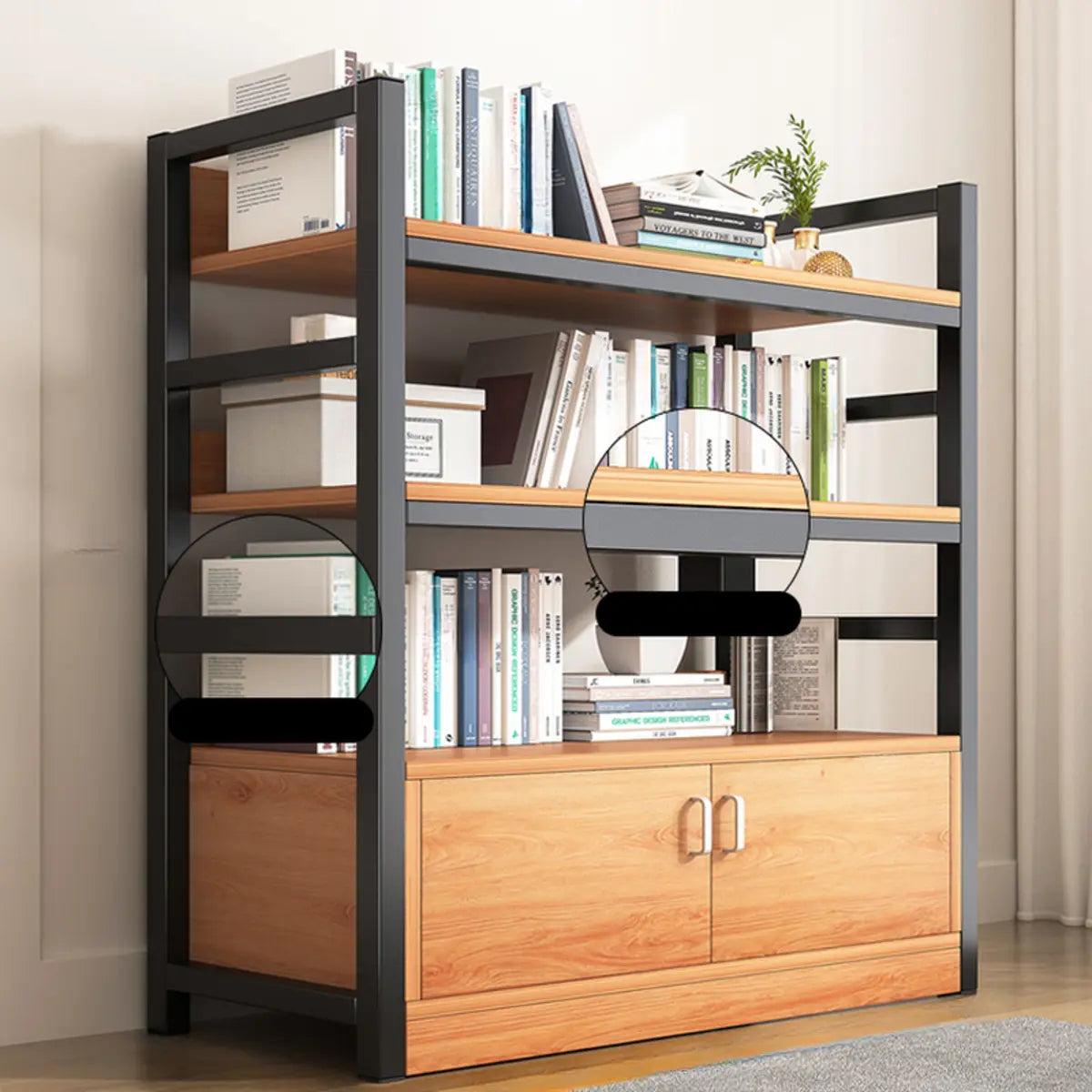 Classic Multi-shelves Vertical Alloy Display Bookcase Image - 27