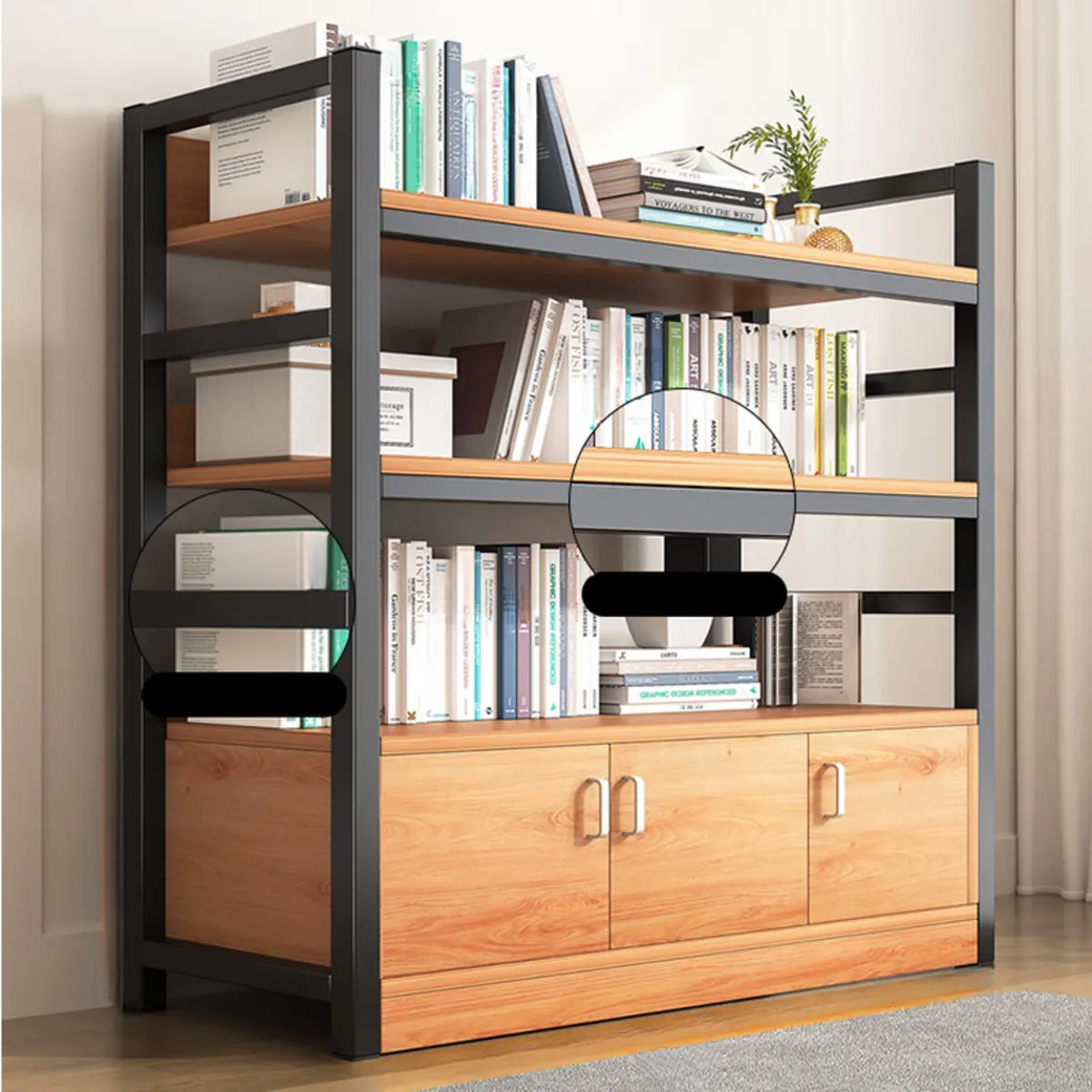 Classic Multi-shelves Vertical Alloy Display Bookcase Image - 28