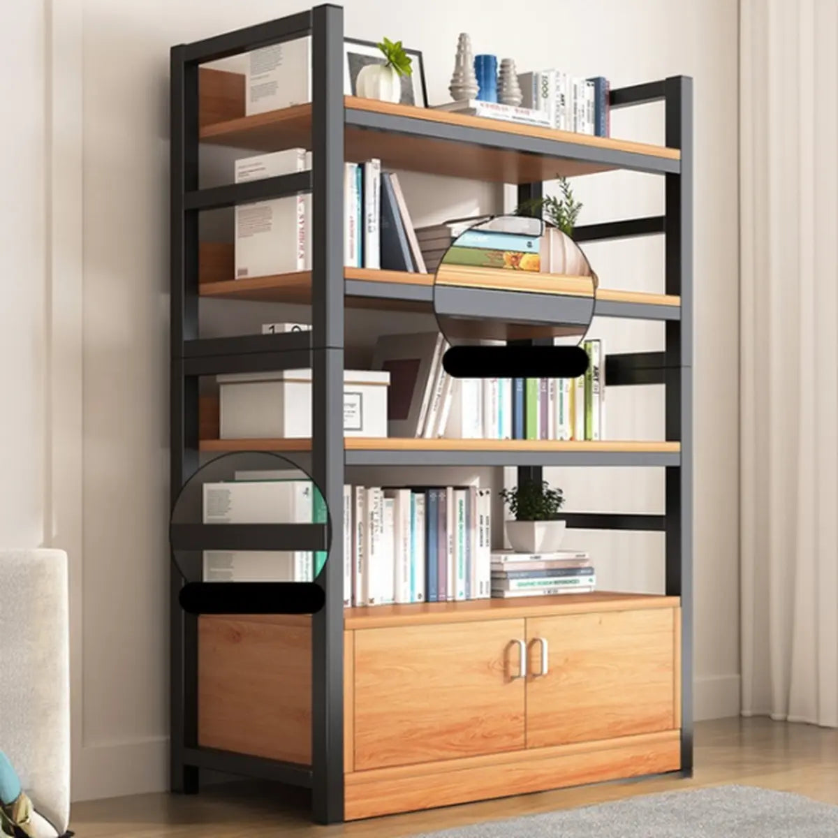 Classic Multi-shelves Vertical Alloy Display Bookcase Image - 30