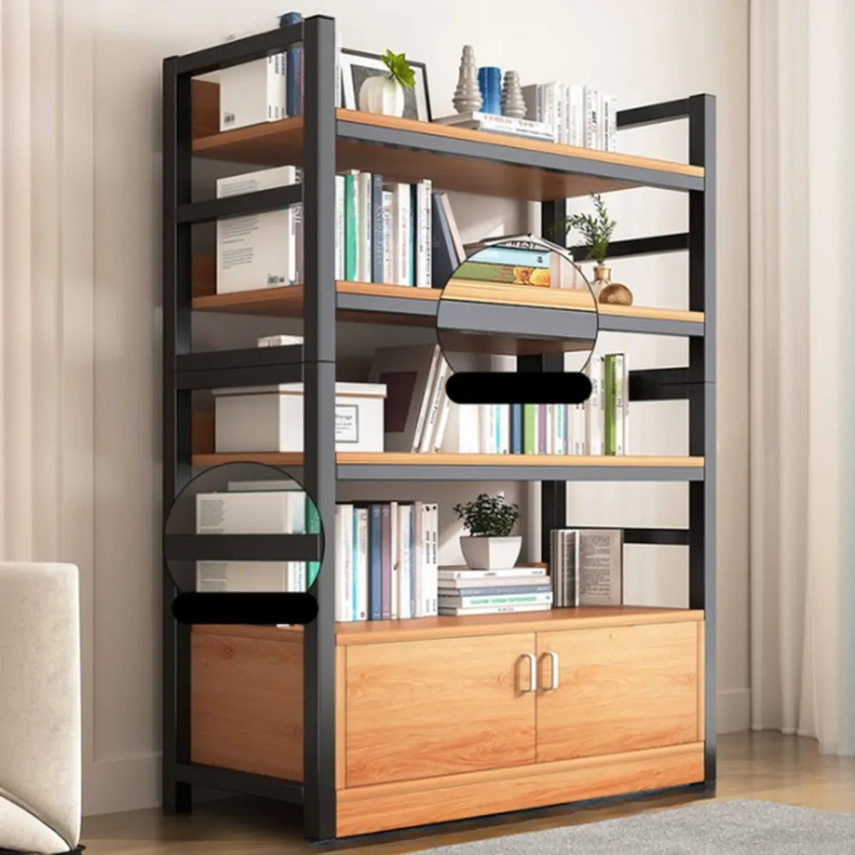 Classic Multi-shelves Vertical Alloy Display Bookcase Image - 31