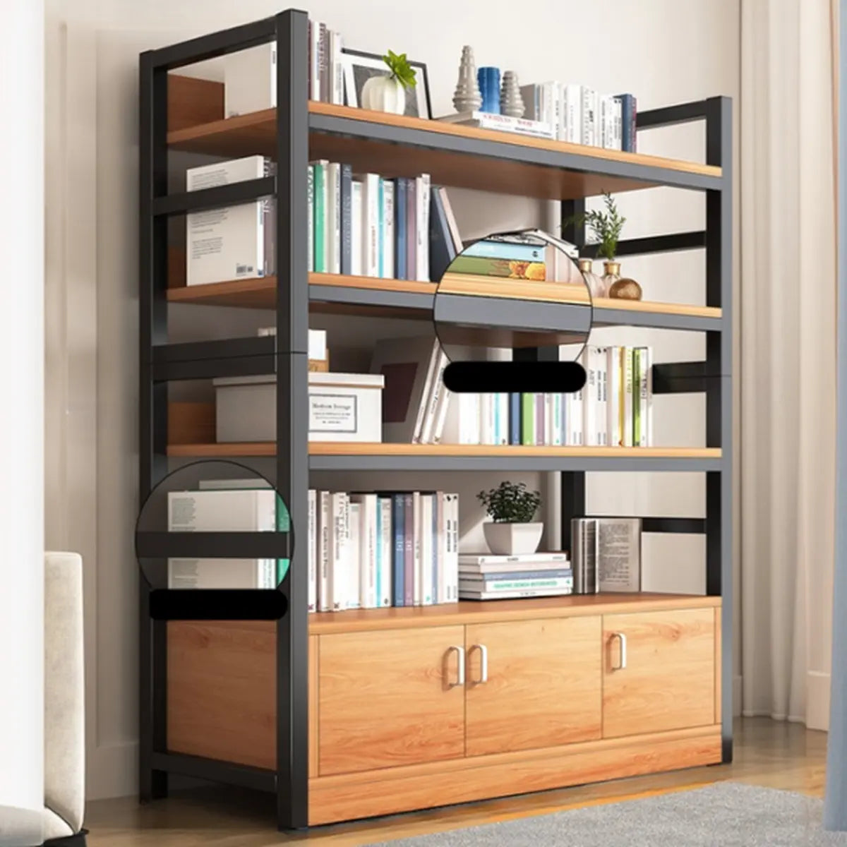 Classic Multi-shelves Vertical Alloy Display Bookcase Image - 33