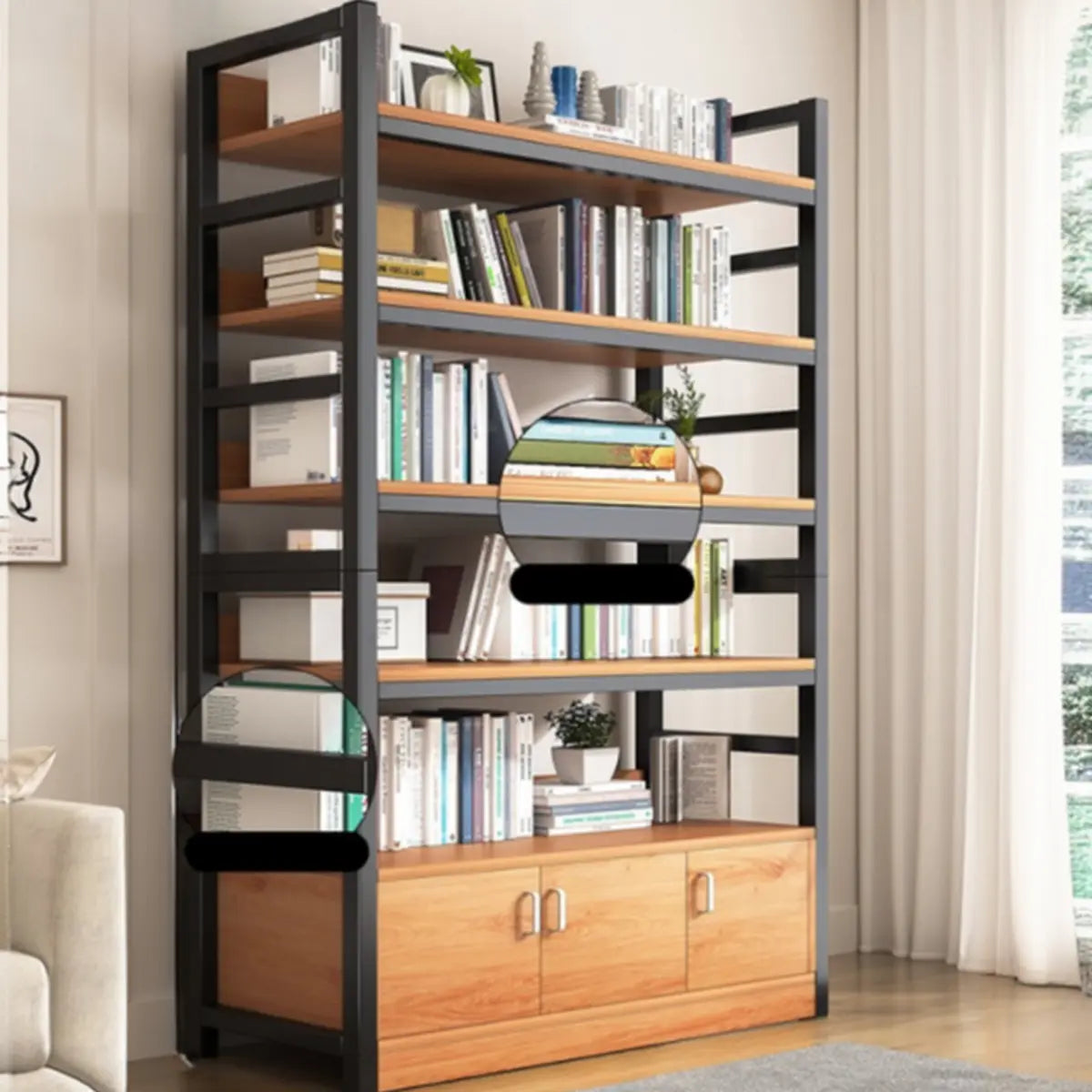 Classic Multi-shelves Vertical Alloy Display Bookcase Image - 36