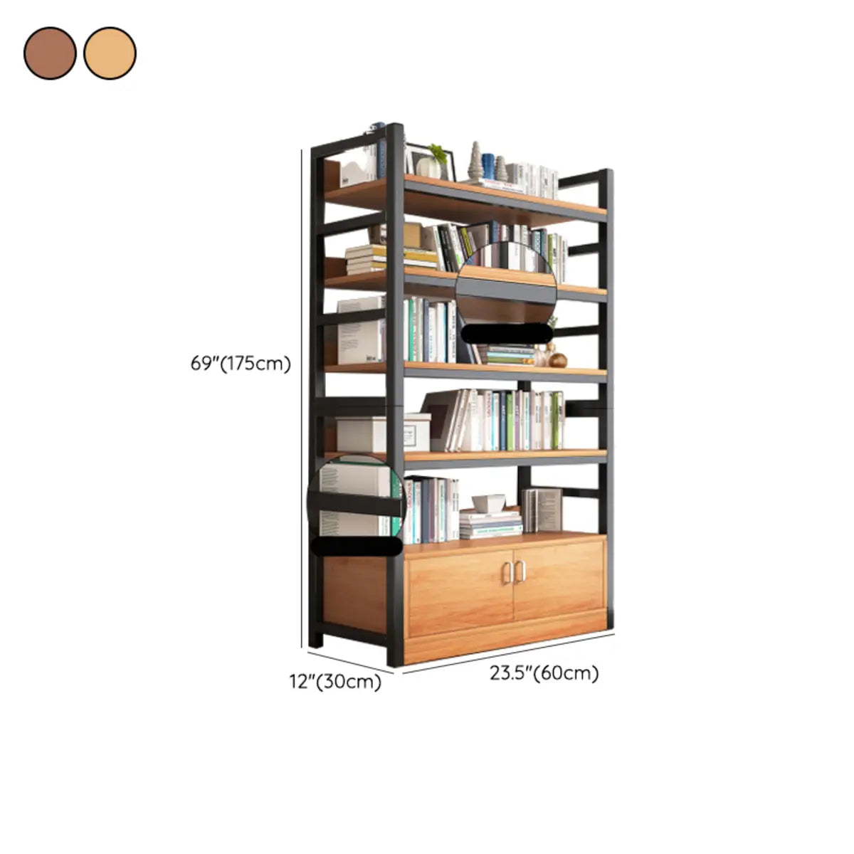 Classic Multi-shelves Vertical Alloy Display Bookcase Image - 44