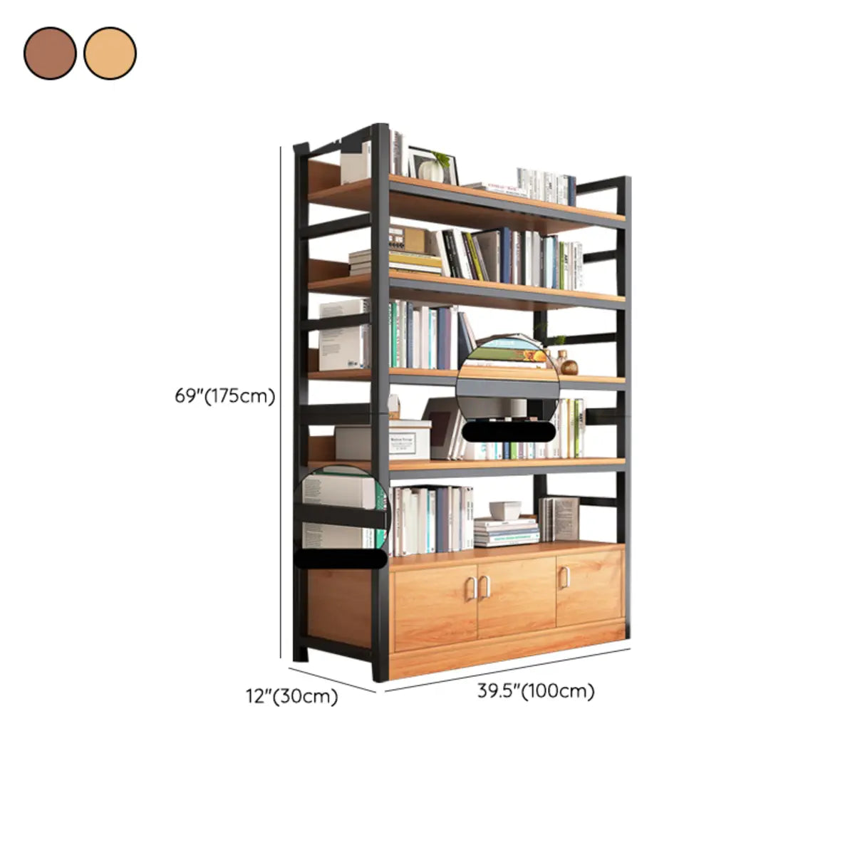 Classic Multi-shelves Vertical Alloy Display Bookcase Image - 50