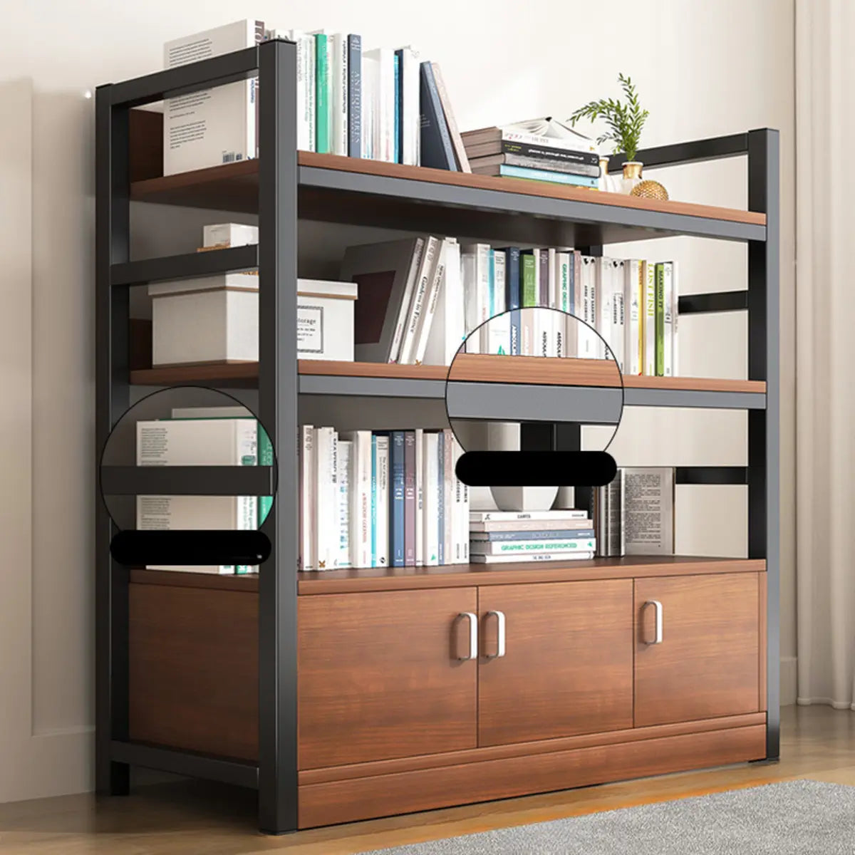 Classic Multi-shelves Vertical Alloy Display Bookcase Image - 6