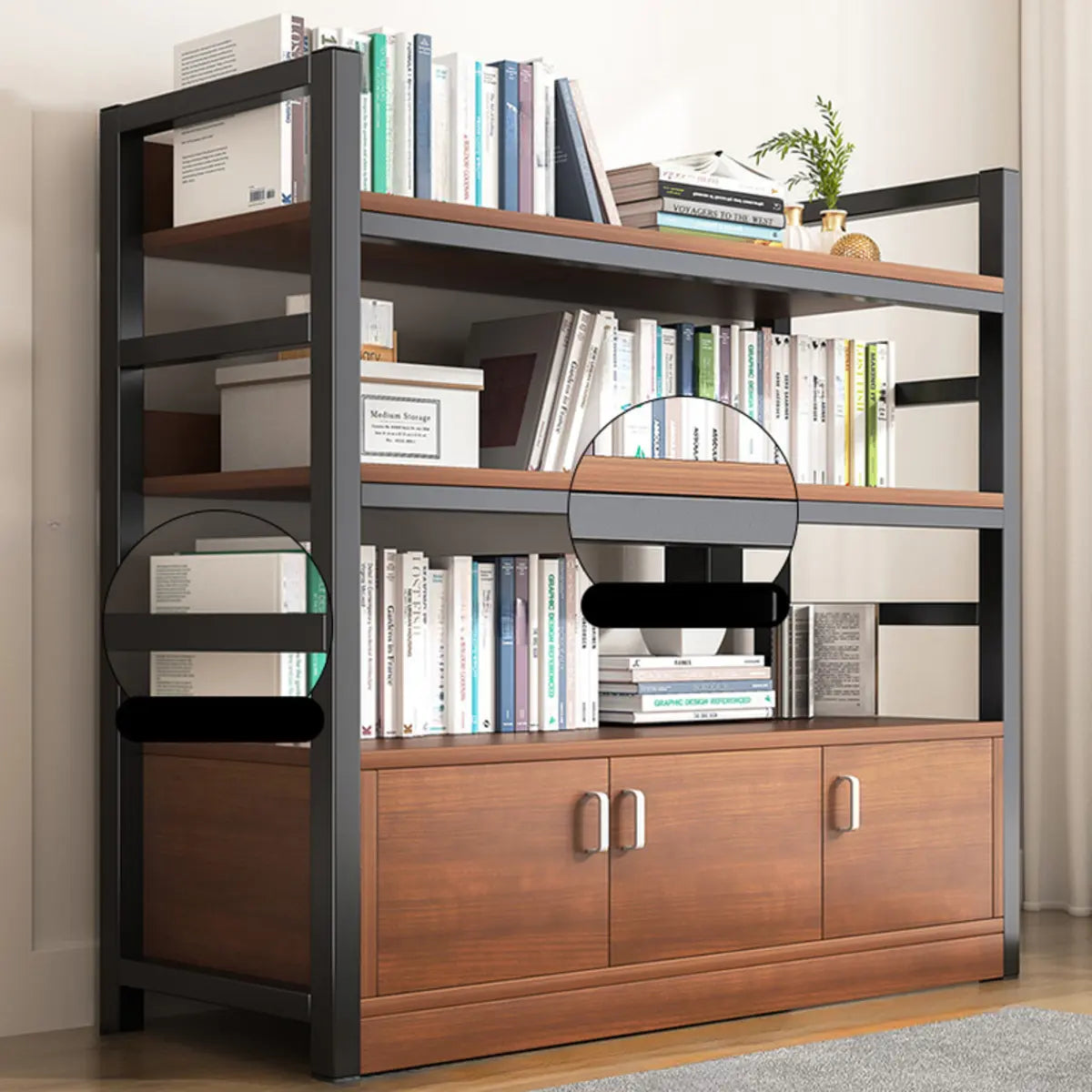 Classic Multi-shelves Vertical Alloy Display Bookcase Image - 8