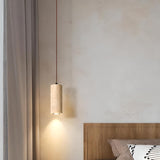 Classic Natural Stone Cylinder Pendant Light Bedroom Image - 6