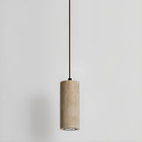 Classic Natural Stone Cylinder Pendant Light Bedroom Image - 8