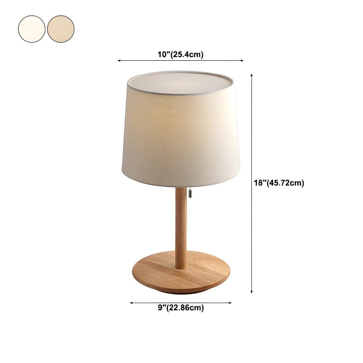 Classic Nordic Fabric Drum Shade Wooden Base Table Lamp 