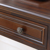 Classic Nut-Brown Solid Wood Drawers Computer Desk Image - 12