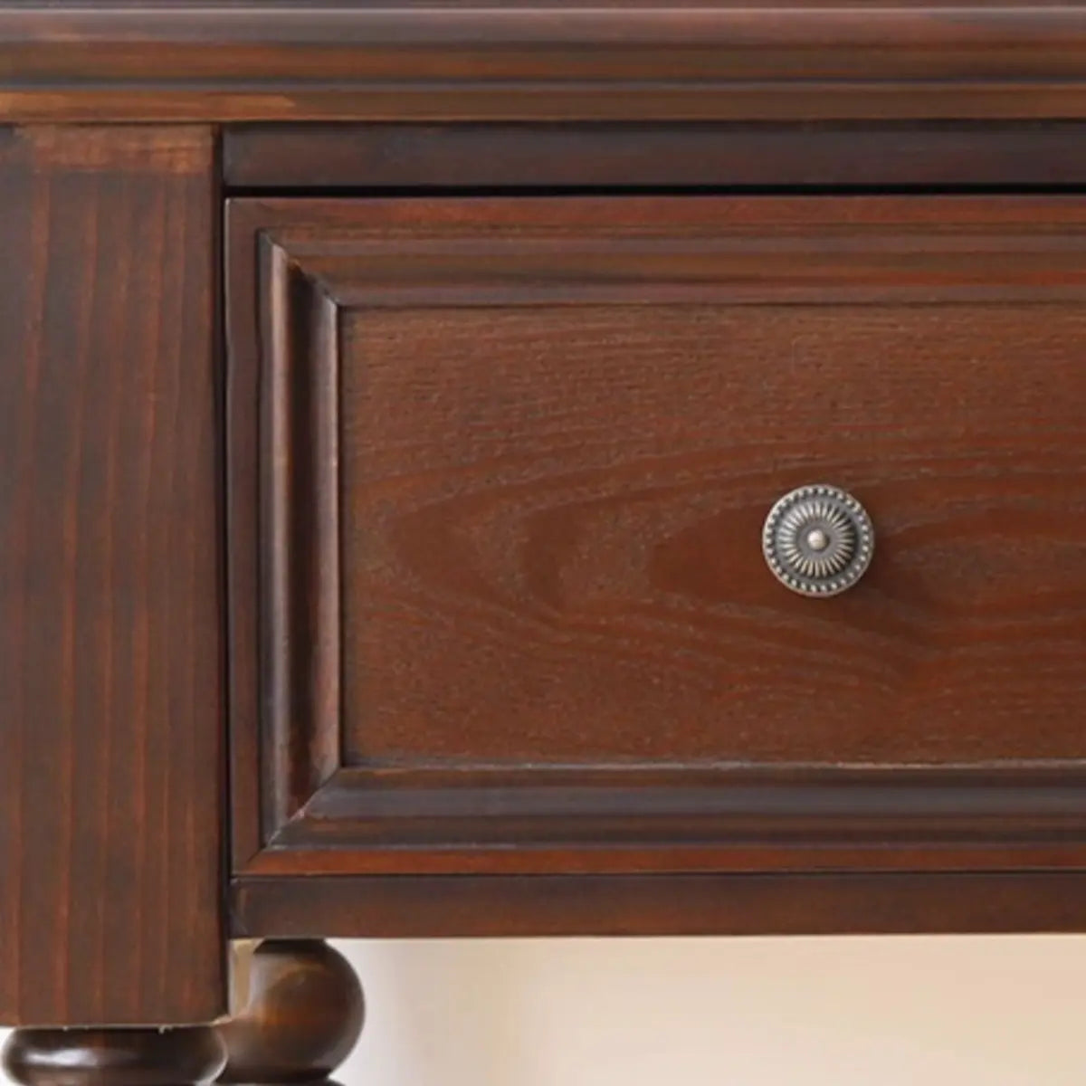 Classic Nut-Brown Solid Wood Drawers Computer Desk Image - 14