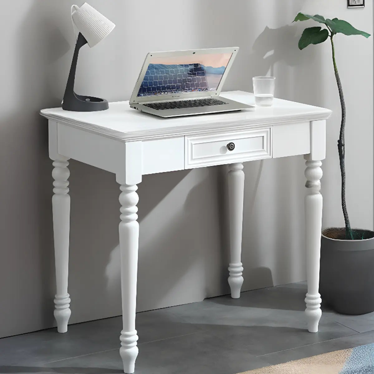 Classic Nut-Brown Solid Wood Drawers Computer Desk Image - 15