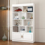 Classic Open Rectangular Solid Wood Display Cabinet Image - 16