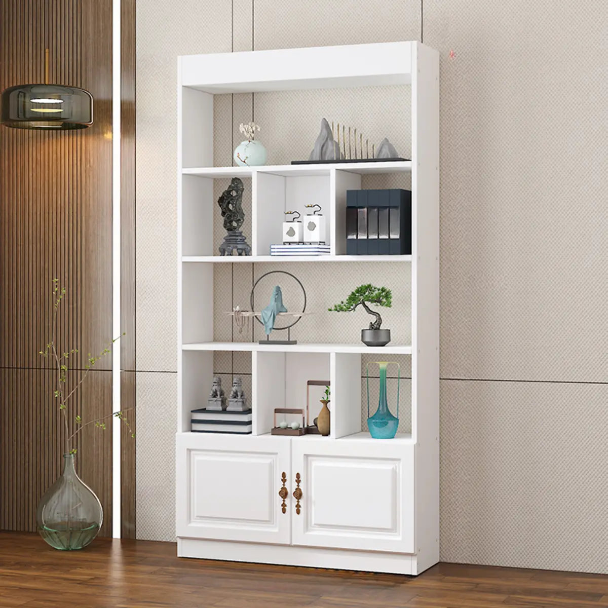 Classic Open Rectangular Solid Wood Display Cabinet Image - 23