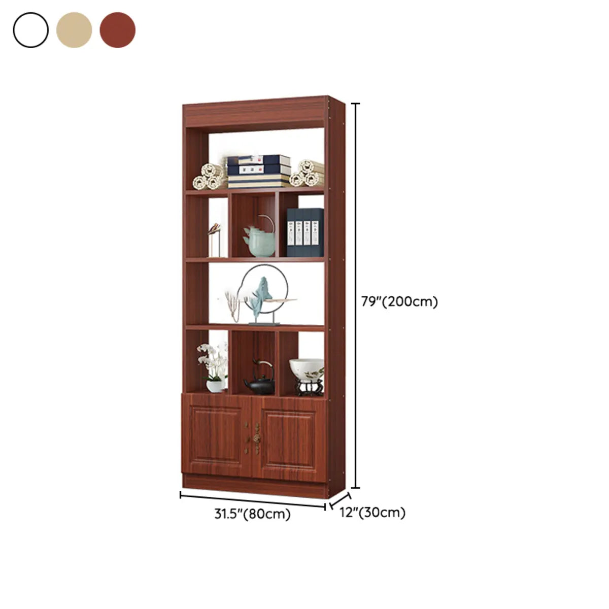 Classic Open Rectangular Solid Wood Display Cabinet 