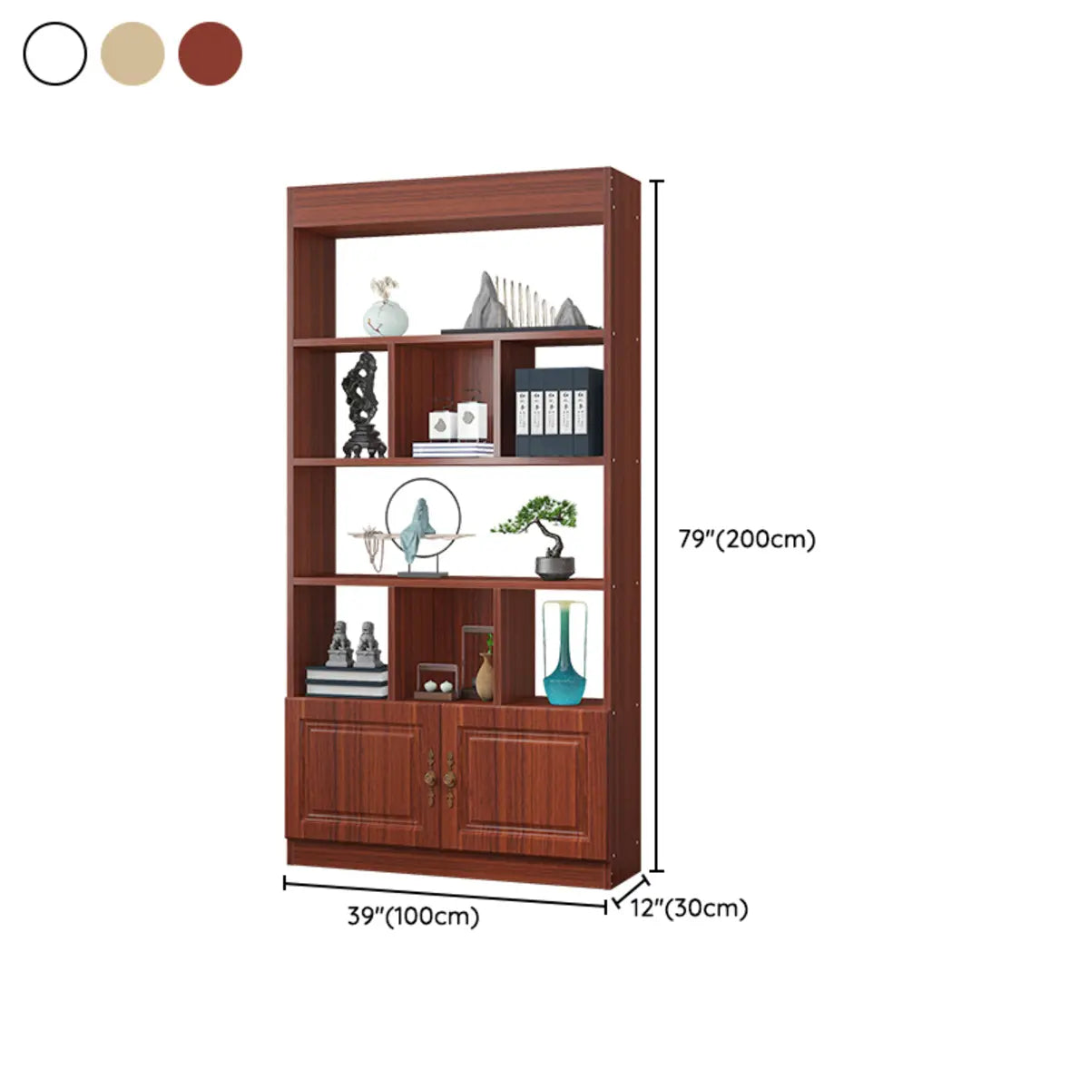 Classic Open Rectangular Solid Wood Display Cabinet Image - 27