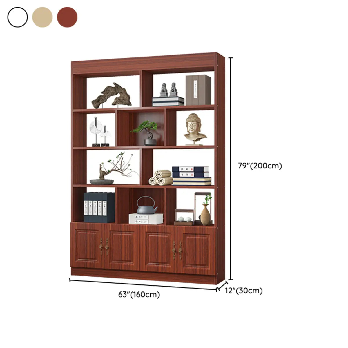 Classic Open Rectangular Solid Wood Display Cabinet Image - 30