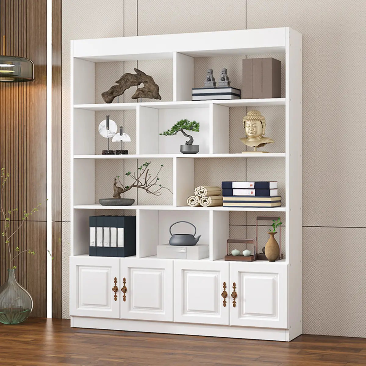 Classic Open Rectangular Solid Wood Display Cabinet Image - 5