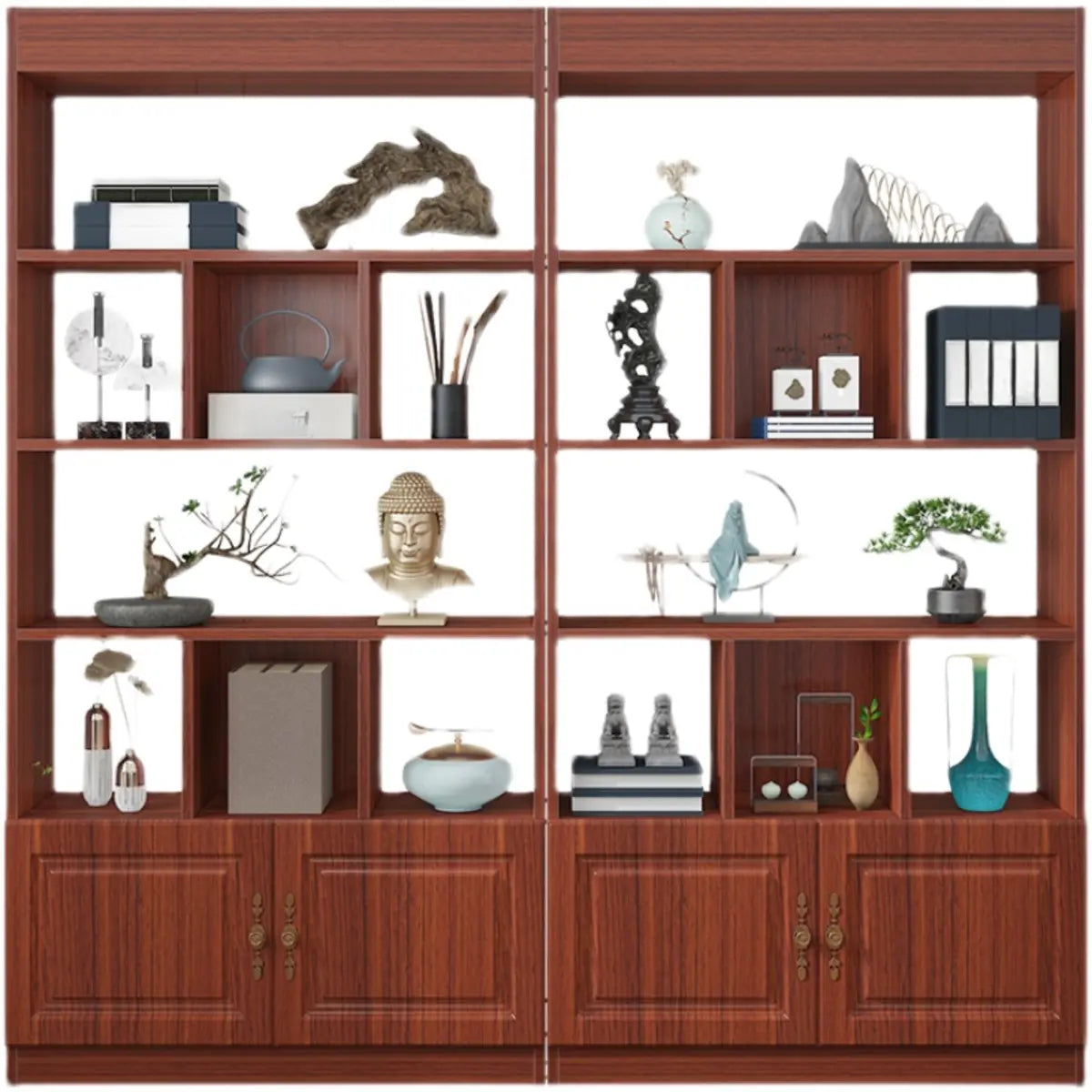 Classic Open Rectangular Solid Wood Display Cabinet Image - 13