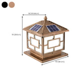 Classic Oriental Square Solar Outdoor Pillar Lamp Gold #size