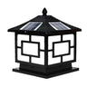 Classic Oriental Square Solar Outdoor Pillar Lamp Gold Image - 2