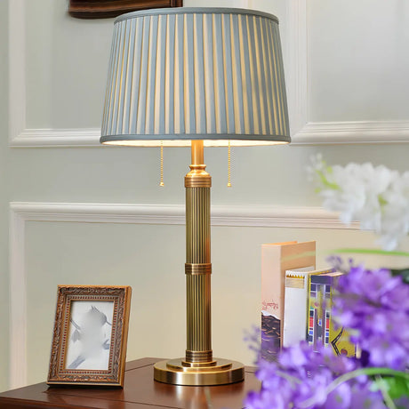 Classic Palace Fabric Solid Brass Standard Table Lamp Image - 1