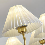 Classic Pleated Fabric Gold Chandelier Adjustable Height Image - 12