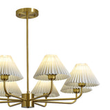 Classic Pleated Fabric Gold Chandelier Adjustable Height Image - 13