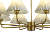 Classic Pleated Fabric Gold Chandelier Adjustable Height Image - 14