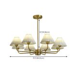 Classic Pleated Fabric Gold Chandelier Adjustable Height Image - 17