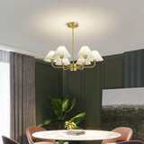 Classic Pleated Fabric Gold Chandelier Adjustable Height Image - 3