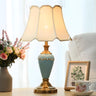 Classic Pleated Fabric Shade Green Ceramic Table Lamp Image - 10