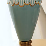 Classic Pleated Fabric Shade Green Ceramic Table Lamp Image - 11