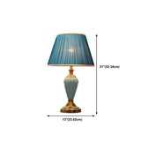 Classic Pleated Fabric Shade Green Ceramic Table Lamp Image - 16