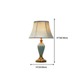 Classic Pleated Fabric Shade Green Ceramic Table Lamp Image - 18