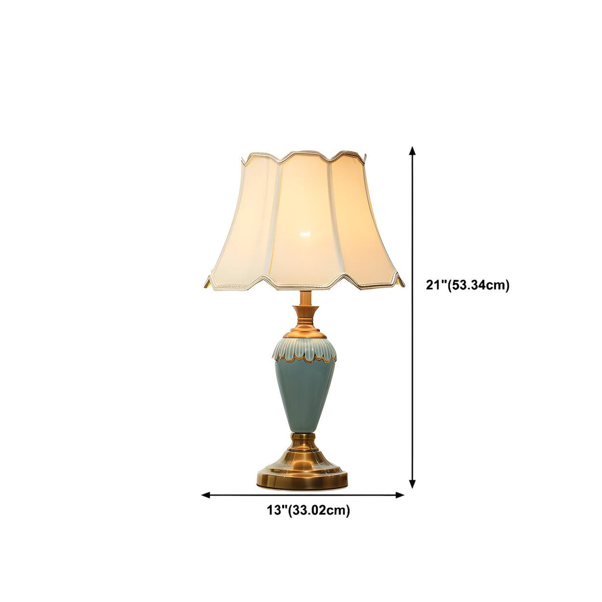 Classic Pleated Fabric Shade Green Ceramic Table Lamp Image - 19