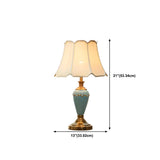 Classic Pleated Fabric Shade Green Ceramic Table Lamp Image - 19