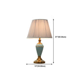 Classic Pleated Fabric Shade Green Ceramic Table Lamp Image - 20