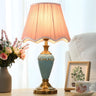 Classic Pleated Fabric Shade Green Ceramic Table Lamp Image - 6