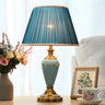 Classic Pleated Fabric Shade Green Ceramic Table Lamp Image - 8